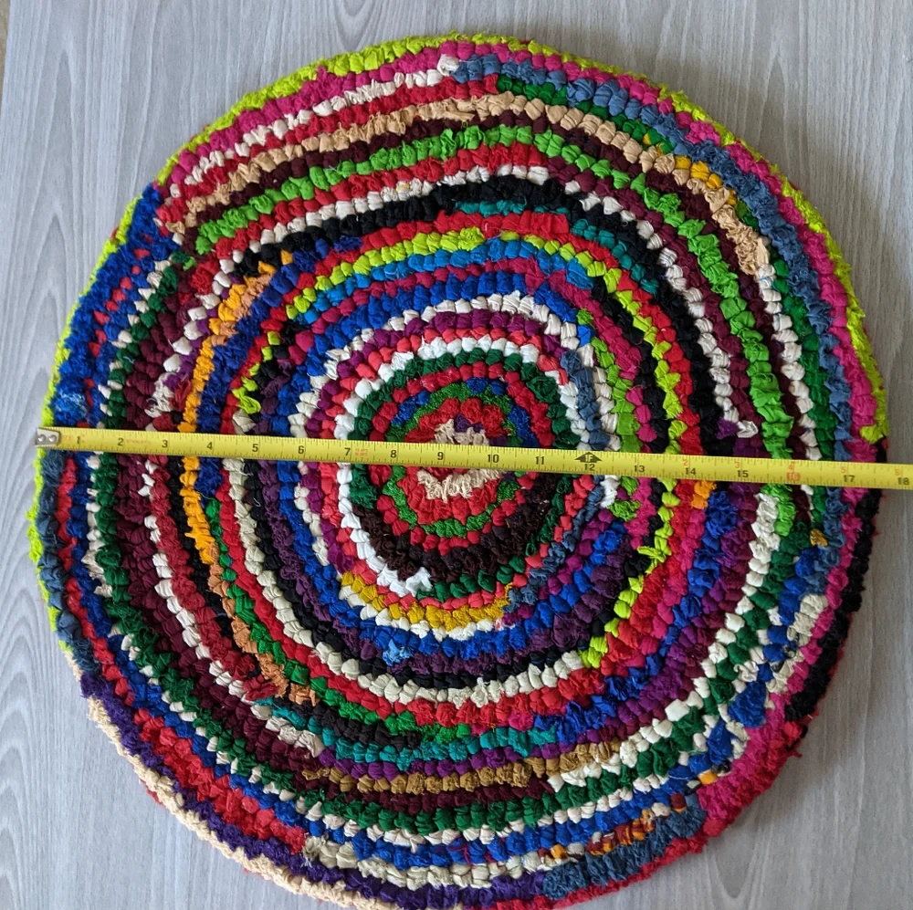 Sustainable Small Round Vibrant Floor Mat